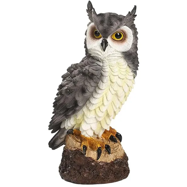 Triumpunpre Kunstmatige Uilenbeeld / Vogelverschrikker 18 cm - Realistische Tuindecoratie van Hars - Weerbestendig & Eenvoudig te Plaatsen - Grijs - Voor Tuin, Terras & Interieur