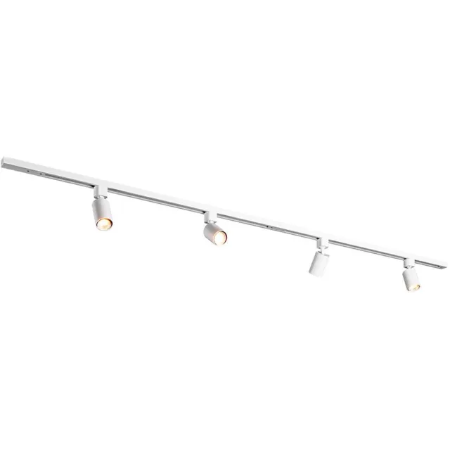 HOFTRONIC railverlichting pakket recht – 2 meter – 4x GU10 railspots 2700K warm wit – dimbaar – aluminium wit – IP20 – modulair – 230V – railverlichting woonkamer keuken