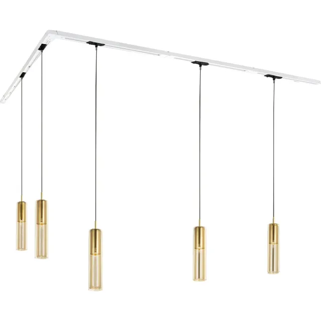 QAZQA iconic lloyd - Moderne Spot railsysteem verlichting, railverlichting geschikt voor led - 5 lichts - L 300 cm - Goud - Woonkamer | Slaapkamer | Keuken Goud - 5 lichts