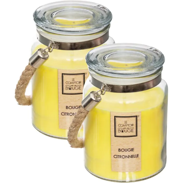 Atmosphera geurkaars citronella - 3x - 500 g - citroengras - 84 uur - zomer - geuren - kaars - decoratie Geel
