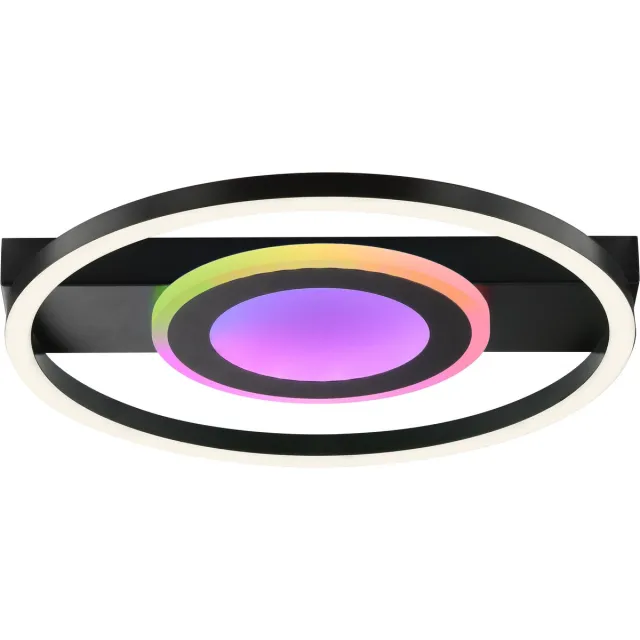 Brilliant Maureen - Plafondlamp - LED 20W - CCT - 3000K-6500K - Dimbaar - Nachtlicht - Timer - Afstandsbediening - Wit zwart