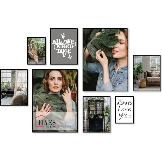 HAES deco Collage set XL met 8 kunststof fotolijsten zwart Easy Frame, voor 2 foto's 20x30, 4 foto's 30x40 en 2 foto's 50x70 - EFS104B