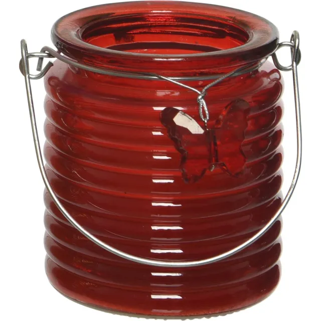 Decoris Citronella kaars - in windlicht - rood - 20 branduren - citrusgeur