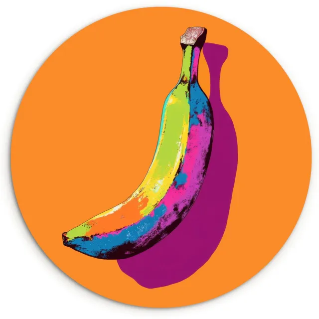 WallCircle Wandcirkel 150x150 cm - Muurcirkel Felle kleuren - Banaan - popart - Muurdecoratie woonkamer - Wanddecoratie slaapkamer - Kamer decoratie accessoires - Ronde schilderijen