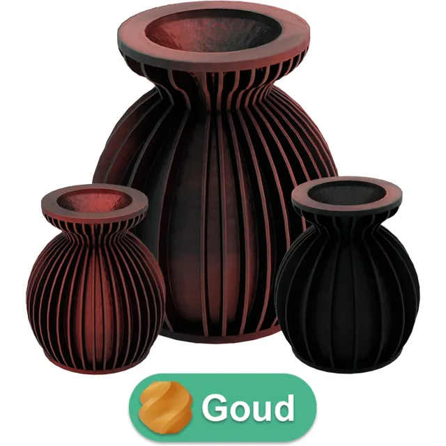 Lovora Elin moderne vaas – Decoratieve vaas - Goud - 3d geprinte vaas – geschikt voor droogbloemen - 25CM