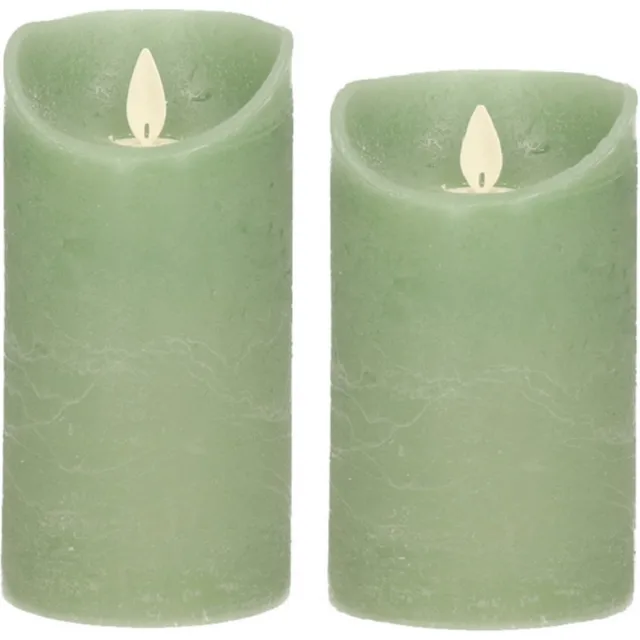 Anna's Collection Set van 2x stuks Jade Groen Led kaarsen met bewegende vlam - 12.5 en 15 cm - Sfeer stompkaarsen voor binnen