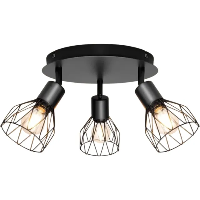 NextNovaDeals Plafondlamp Met 3 Lichts - Draaibaar 350° - E14 Zwarte Spotlight - LED Wandplafondlamp - Voor Keuken Woonkamer