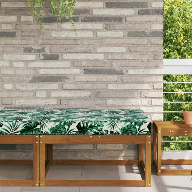 vidaXL Buiten bankkussen Stof Bladpatroon 80 x 80 cm Bladpatroon wit