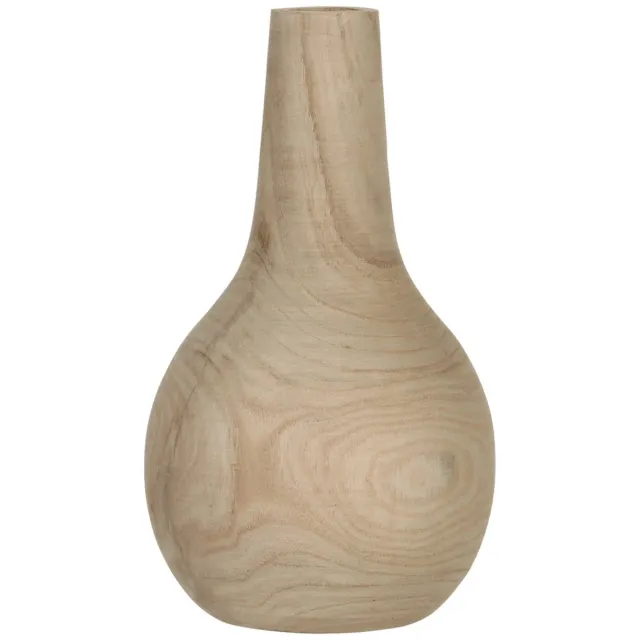 Mica Decorations Pia Vaas - H28 x Ø16 cm - Paulownia Hout - Lichtbruin