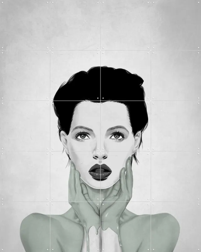IXXI The Painter, Erik Andreas - 80 x 100 cm - Grote wanddecoratie en posters - Illustraties, Line art, Slaapkamer, Woonkamer, Portretten, Mensen Lichte tinten / Pastel kleuren / Groen / Monochroom