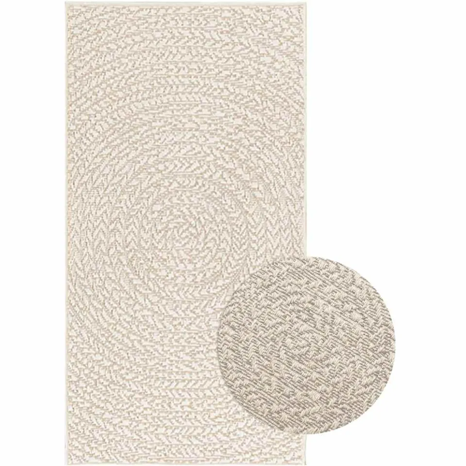 vidaXL Vloerkleed ZIZUR room binnen en buiten 60x110 cm jute look crème, foto 3