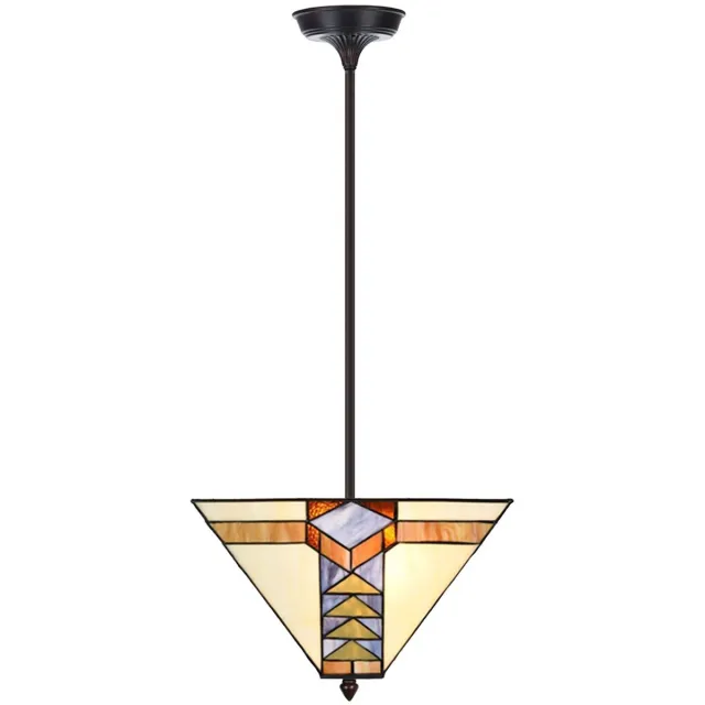 Coloured by Art Tiffany Up-light Hanglamp Pyramide - Art Deco Trade Lichtblauw