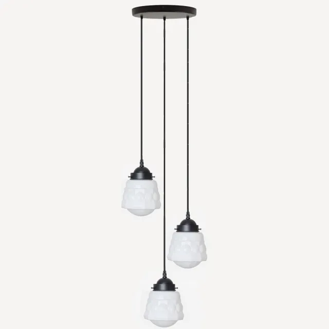 Coloured by Art 3 lichts hanglamp Weimar - Art Deco Trade Zwart