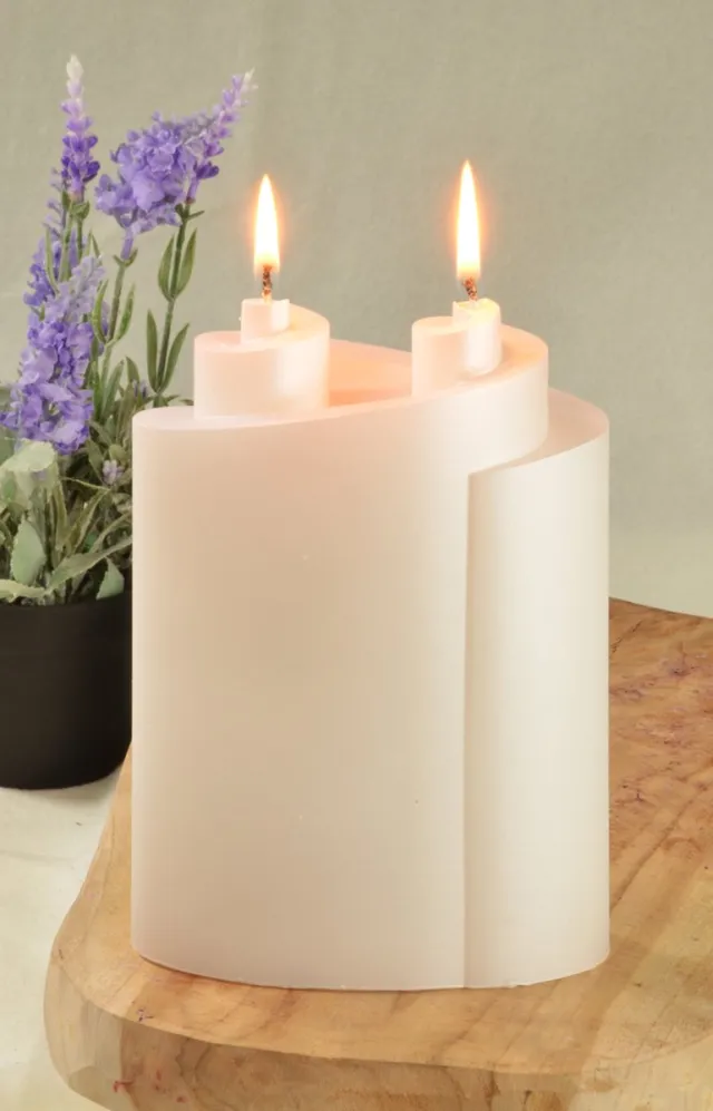 MilaNNE Piaf Kaars met 2 pitten,PERL MAT WIT, hoogte: 18 cm - Gemaakt door Candles by Milanne - BEKIJK VIDEO