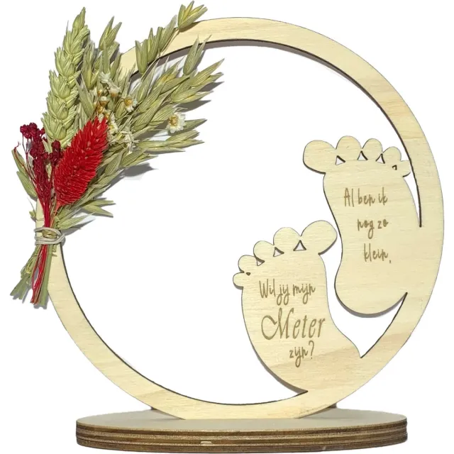 Stars 4 you Hoepel en droogbloemen Wil jij mijn Meter zijn? | rood | voetjes | cadeau | meter vragen | meter worden | peettante vragen | peettante worden