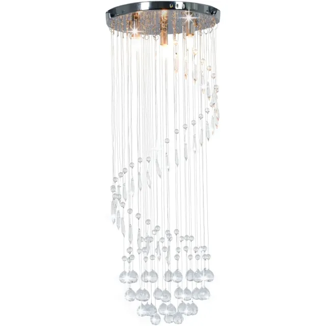 vidaXL Plafondlamp met kristallen kralen spiraal G9 zilverkleurig