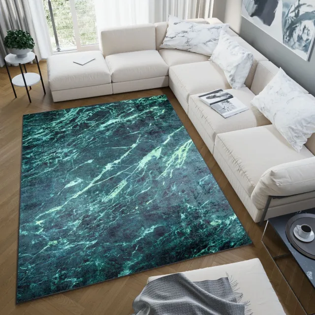 Tapiso Toscana Vloerkleed Abstract Donkergroen Laagpolig Tapijt Maat- 200x300