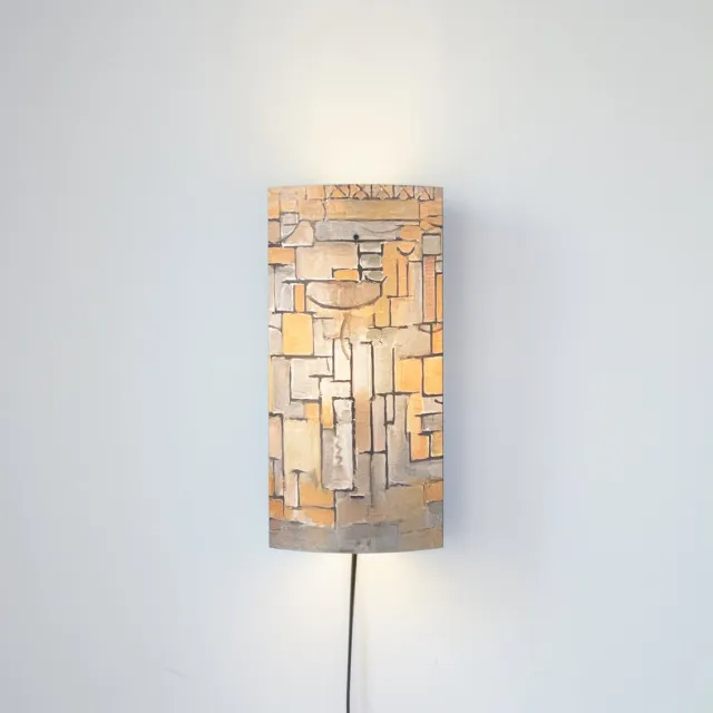 Packlamp Wandlamp - Schilderij No.ll - Mondriaan - 29 cm hoog - ø12cm - Inclusief Led lamp multikleur