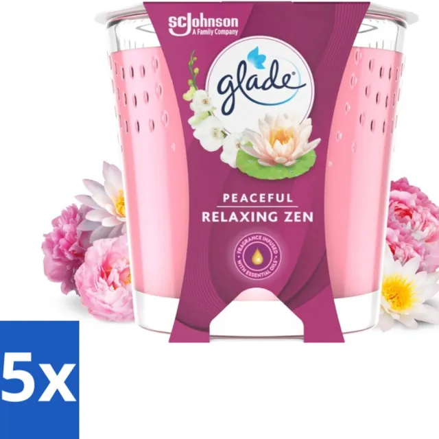 Glade 15 x Glade - Geurkaars Relaxing Zen - 100% Raapzaadwas - 112 g - Voordeelverpakking - 15 stuks lichtblauw