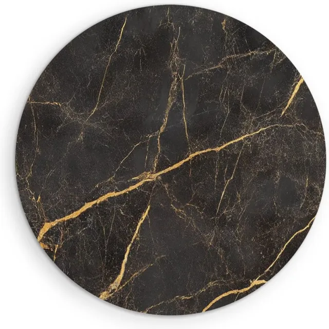 Saammp Muurcirkel Hout - Marmer Grijs - Abstract - Ø 90 - Wandcirkel - Wanddecoratie Cirkel - Muurdecoratie Woonkamer - Slaapkamer decoratie - Rond Schilderij