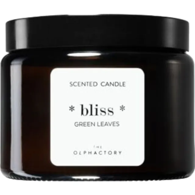 The Olphactory XL- Geurkaars 360 G -Green leaves - 60 branduur in luxe amberkleurige glazen pot Bruin