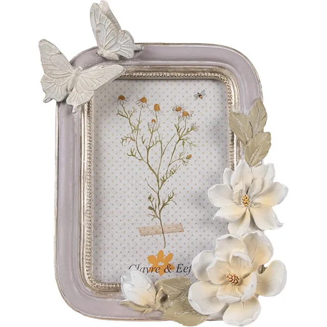 Clayre & Eef Fotolijst 10x15 cm Paars Polyresin Vlinders
