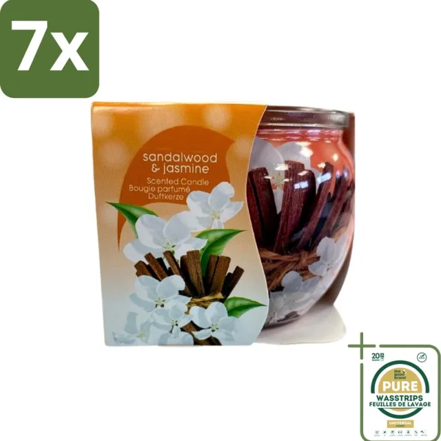 7 x At Home - Scents - Geurkaars - Sandalwood & Jasmin - 70 g - Grootverpakking - Geurkaars - Sandelhout - Jasmijn - Thuisgeur - Rustgevende Geur