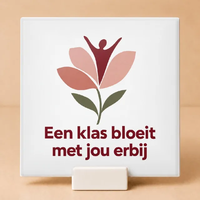 Bedruk King Sfeervolle vintage botanische Tegel – Eindejaars-applaus voor de klas met inspirerende quote voor leraren - 15 x 15 cm met houder Wit