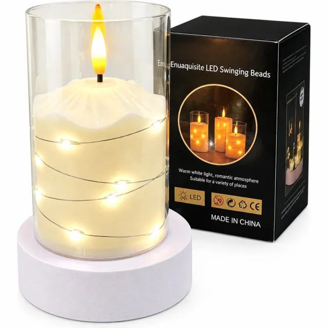 SWGOTA led kaarsen - 1 stuk, 7,5 x 12,5 cm, puntvormige vlam, warm licht en transparante kunststof kap, op batterijen, exclusief batterijen Wit