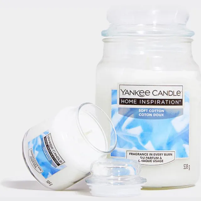 Yankee Candle Grote Pot - Home Inspiration Zacht Katoen - 538g Wit