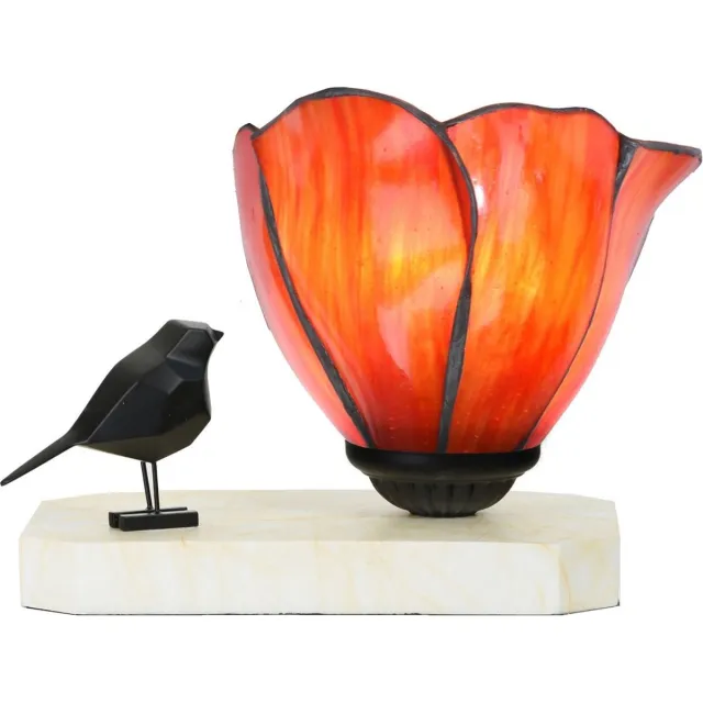 Coloured by Art Tiffany tafellamp / sculptuur Ballade van een Vogel Tender Poppy - Art Deco Trade Rood