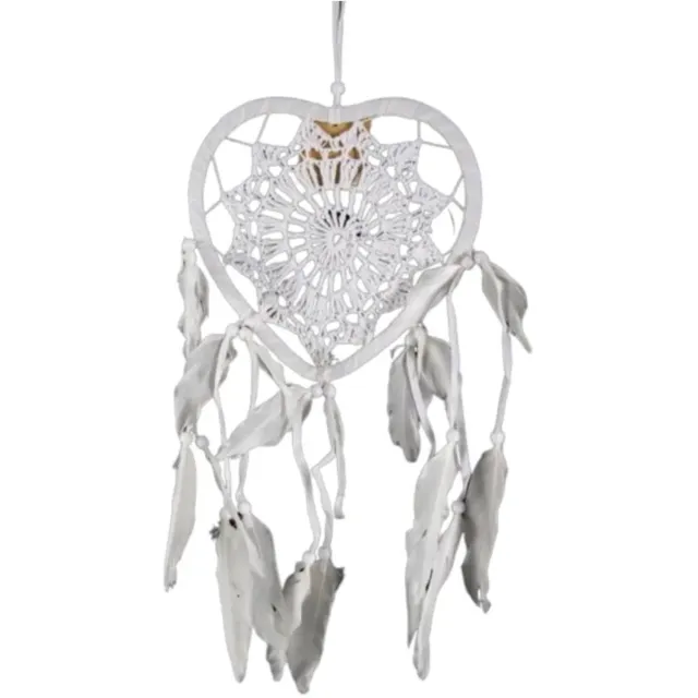 Ruben Robijn Dromenvanger gehaakt hartje - 17cm - wit - Dreamcatcher n.n.b