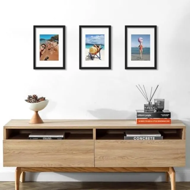 PromoHome A3 Fotolijst Set - 3-delige Zwarte Wandlijsten voor A3 Formaat