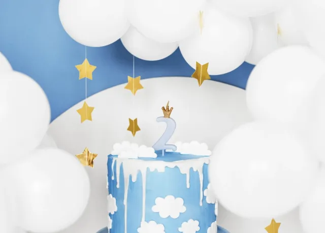 PartyDeco Taart Kaarsje 2 jaar blauw