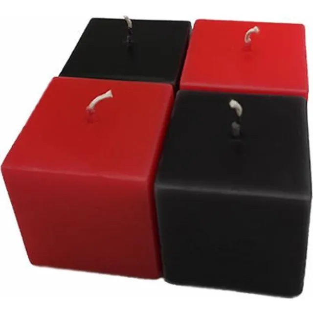 Van Licht Kaarsen Kubus set van 4 stuks Zwart/Rood