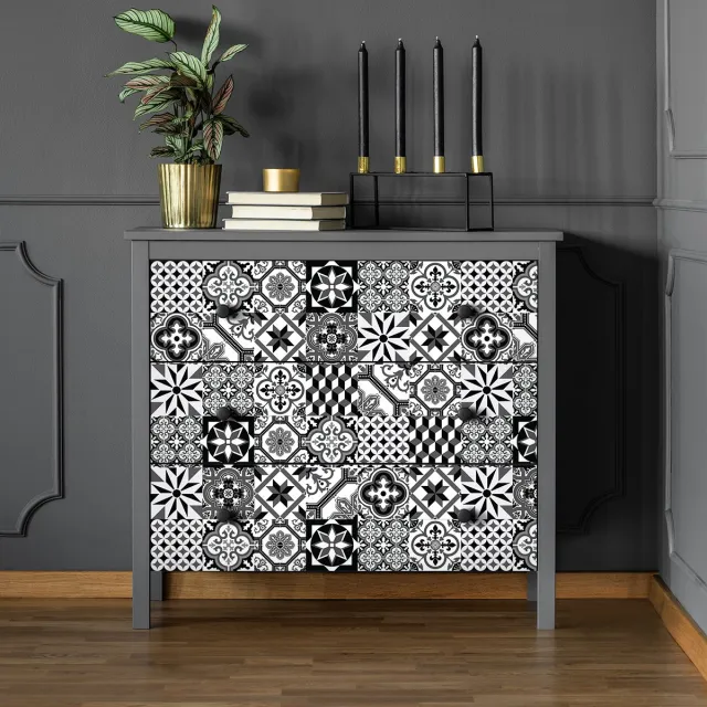 Ambiance Sticker Decoratieve meubelstickers - 30 authentieke Ritano cementtegel meubelstickers - 30 stickers 10x10cm Multi color