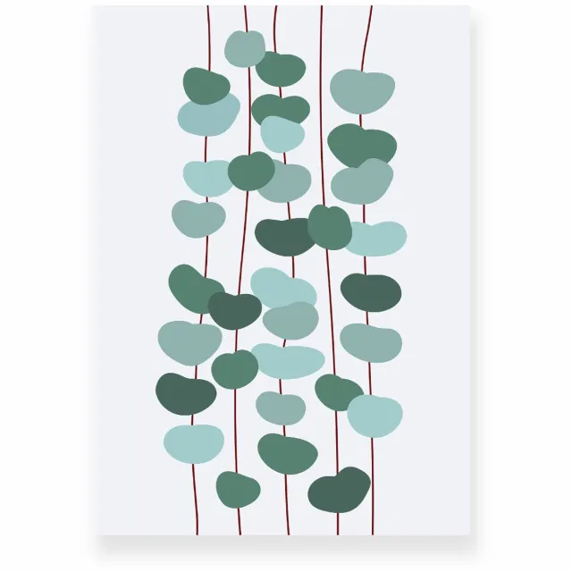 Yisual Poster 50x70 cm - Eucalyptus Takken - Planten - Groen - Ijsblauw - Minimalistisch - Botanisch - Muurdecoratie - Wanddecoratie