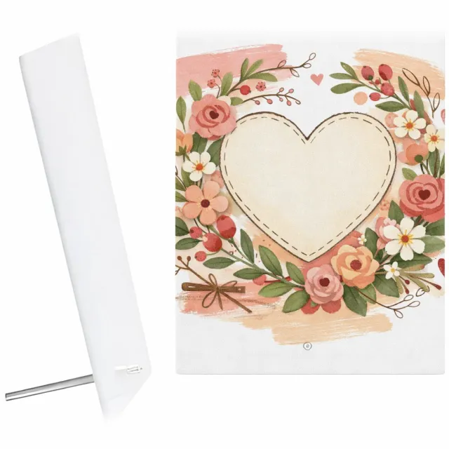 Mr Cadeautjes Glazen fotopaneel Een romantische bloemenkaart met een zachte seizoenssfeer en - 15 x 20 cm, staand - glas, decoratie, wanddecoratie | cadeau Wit