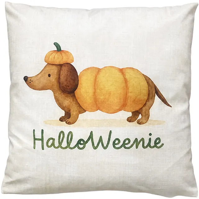 Clayre & Eef Sierkussen Overig 45x45 cm Geel Polyester Teckel Herfst decoratie
