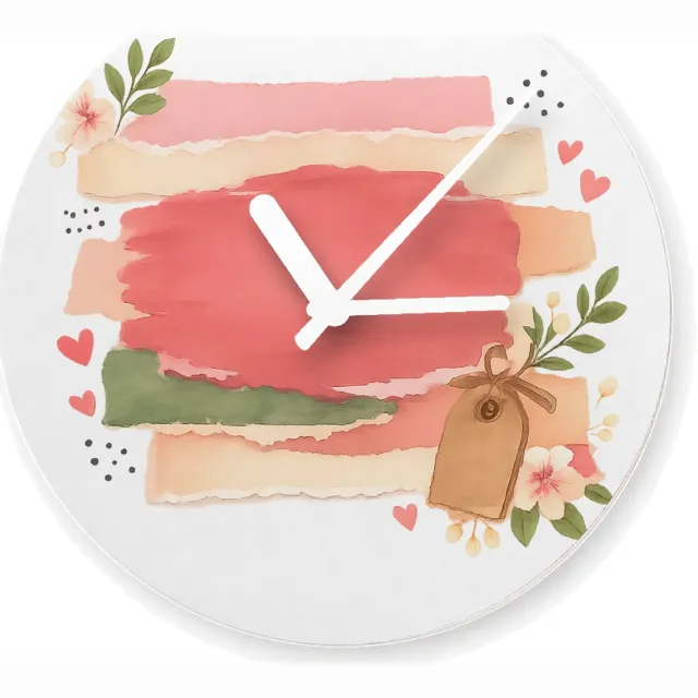 Mr Cadeautjes Glazen klok Ø 20 - design Een vrolijke, gelaagde love-note compositie met een andere f | cadeau Wit