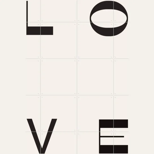 IXXI LOVE, Bohomadic Studio - 80 x 100 cm - Grote wanddecoratie en posters - Illustraties, Typografie, Minimalisme, Grafisch Ontwerp, Geometrische Zwart en wit / Zwart