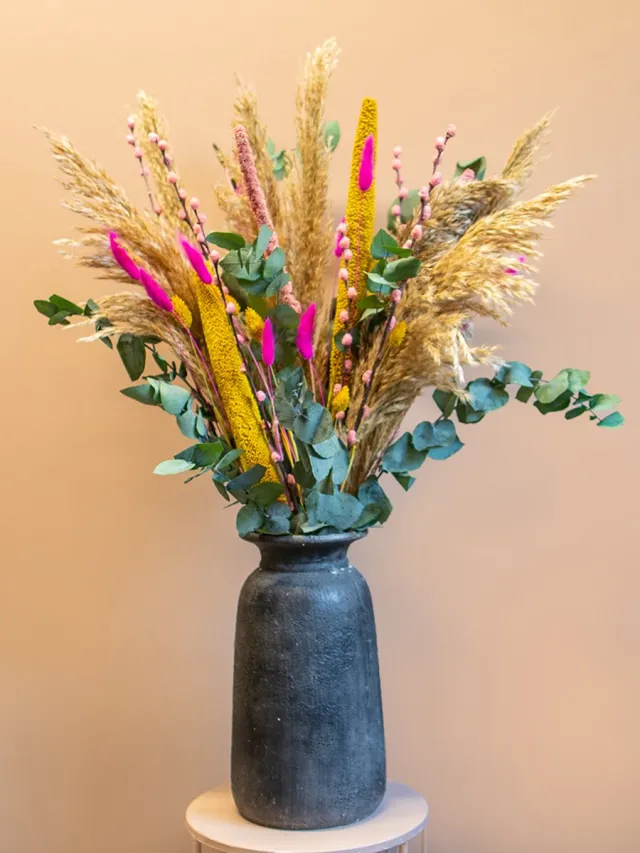 Roselin Deco Droogboeket Liv – Pampas Pluimen – Landelijk Droogbloemen Boeket 80 cm Groen