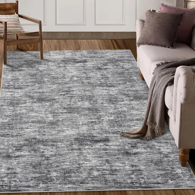 Unyqoos Stijlvolle en wasbare grijze vloerkleed voor woonkamer en kantoor 120x170cm Grijs
