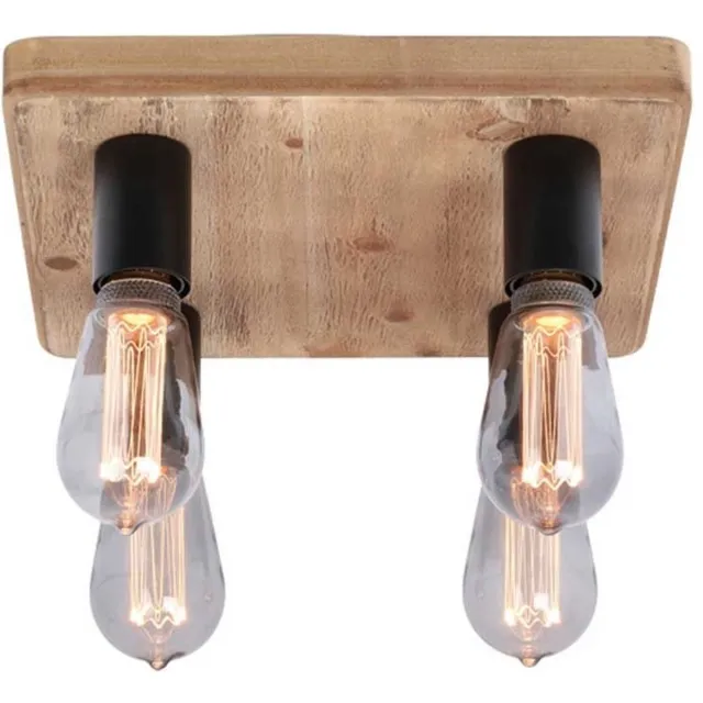 Freelight Plafondlamp Lenero 4 Lichts 40 x 40 cm hout zwart