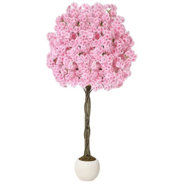Gudalio Kunstplant - Nepplant - Kunstboom - Japanse Kersenbloesem - Bloesem - Realistisch - Decoratie - Incl. pot - 150 cm - Roze