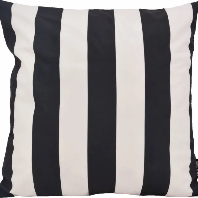 Gek op Kussens! Sierkussen Streep Zwart/Crème | 45 x 45 cm | Katoen/Polyester zwart/creme