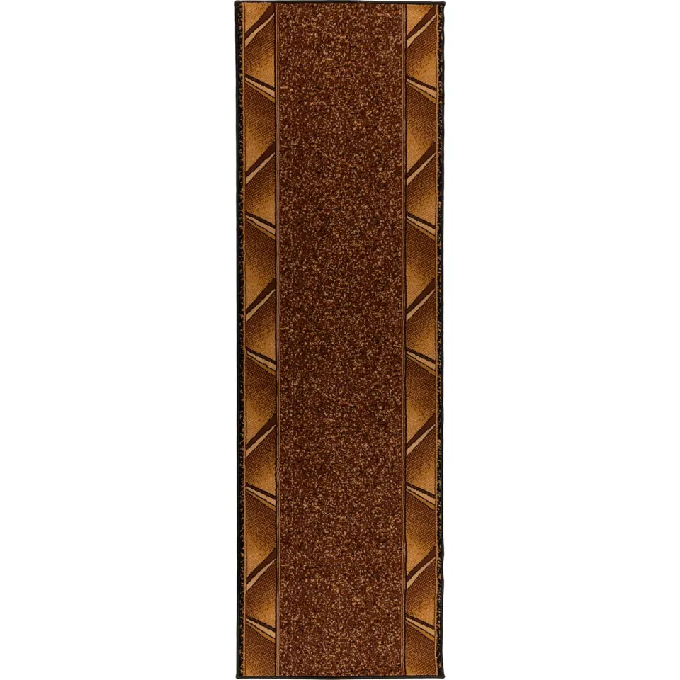 vidaXL Tapijtloper FLORNES Geweven Bruin Zigzag 67 x 200 cm PP 7 mm