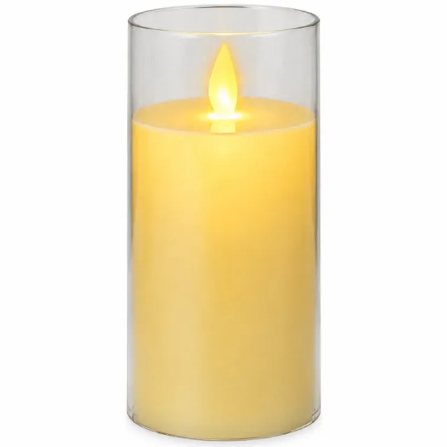 SWGOTA led kaarsen met bewegende vlam - ivoorkleurige kaars, 7,8 × 15 cm, warm licht, werkt op 3 AA-batterijen, niet inbegrepen