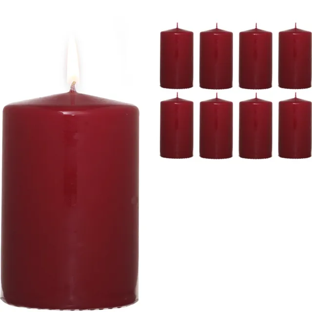 Candelo 8-delige set premium kaarsen Kerst Ambiente stompkaarsen bordeaux – 4,8 cm x 8 cm – kerstkaarsen adventskrans – adventkaars kerstdecoratie Rot