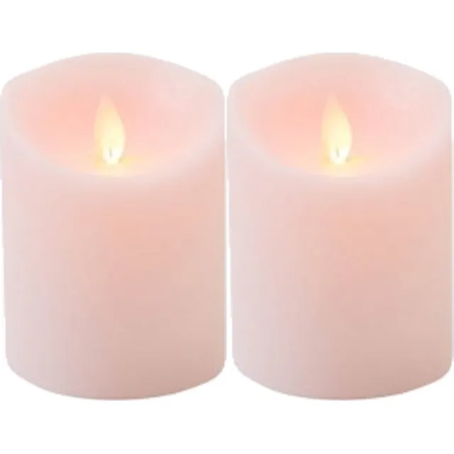 Anna's Collection 2x Roze LED kaars / stompkaars 10 cm - Luxe kaarsen op batterijen met bewegende vlam